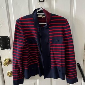 Tory Burch Navy and Red Striped Top